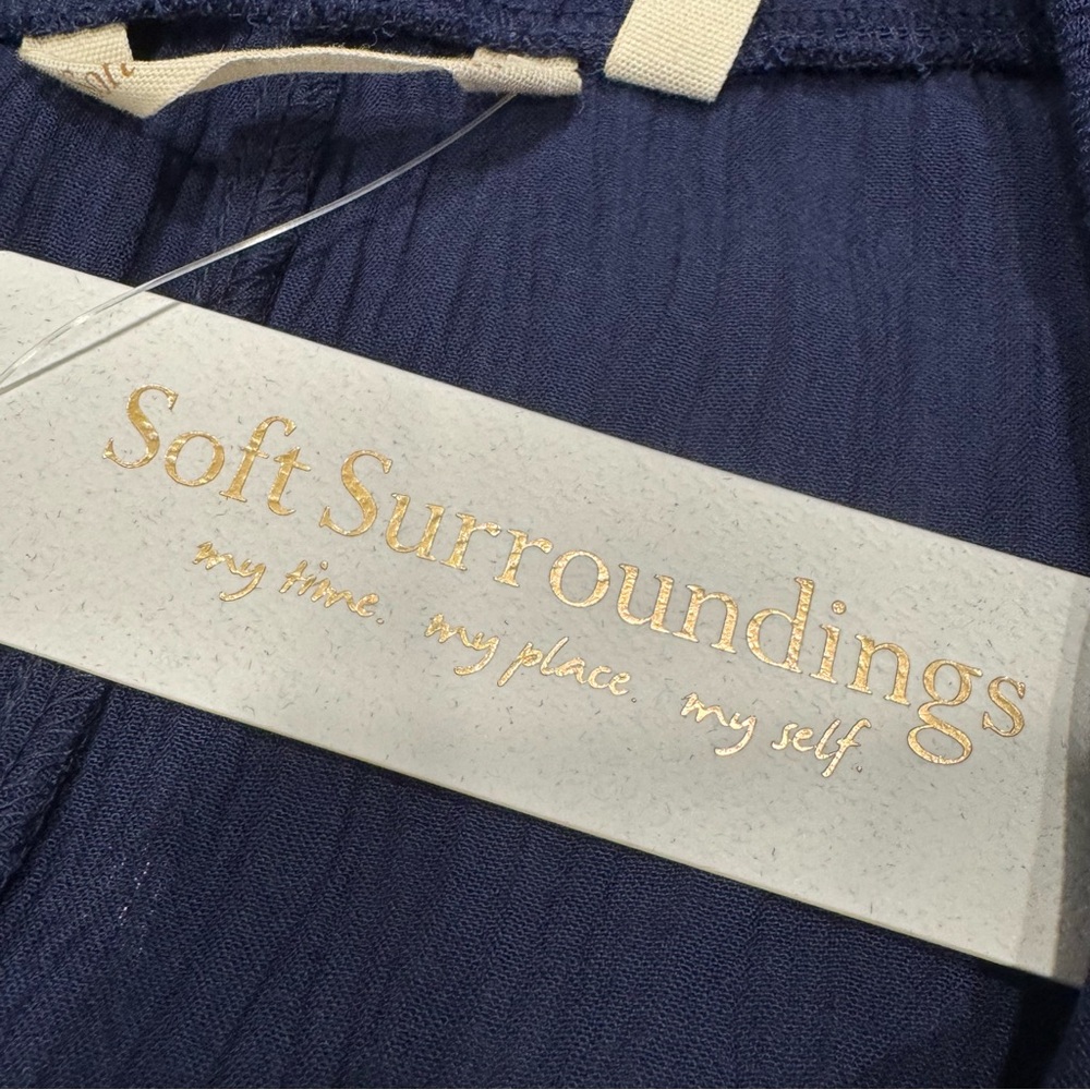 Soft Surroundings Deep Blue A-Line Skirt with White Embroidery - Picture 4 of 8